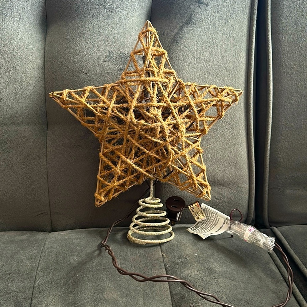 Lighted Tree Topper Star Ashland Christmas Noel Rustic Twine country/cottage